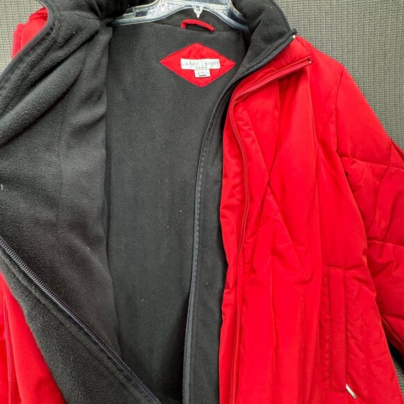 Women's Larry Levine Down Red Quilted Puffer Jacket Coat - Size XL no hood - Picture 8 of 9